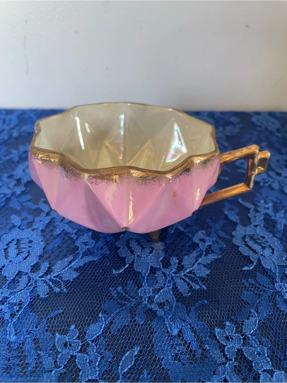 Vintage Castle China Pink Iridescent Porcelain Cup & Saucer